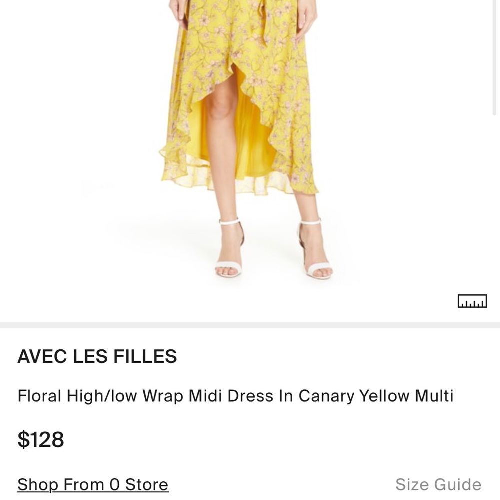 AVEC LES FILLES FLORAL HIGH/LOW WRAP MIDI DRESS IN CANARY YELLOW MULTI - Picture 5 of 5
